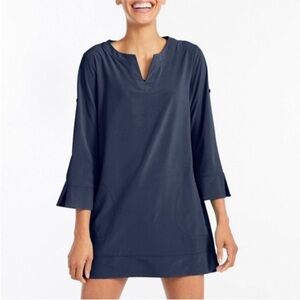L.L.Bean Stretch Swim Cover-Up Splitneck Tunic Size Large Pockets